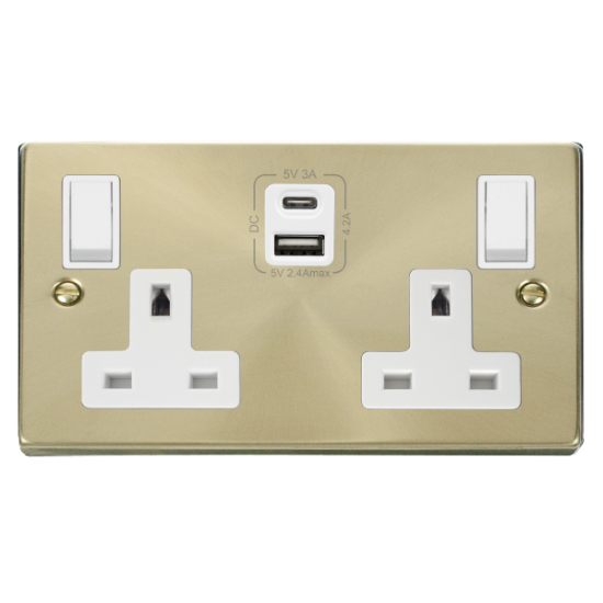 VPSB786WH Deco 2G 13A SW SKT 4.2A A&C USB VPSB WH