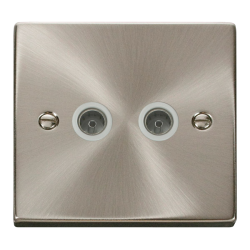 VPSC066WH Deco Twin Coaxial Socket Outlet - White