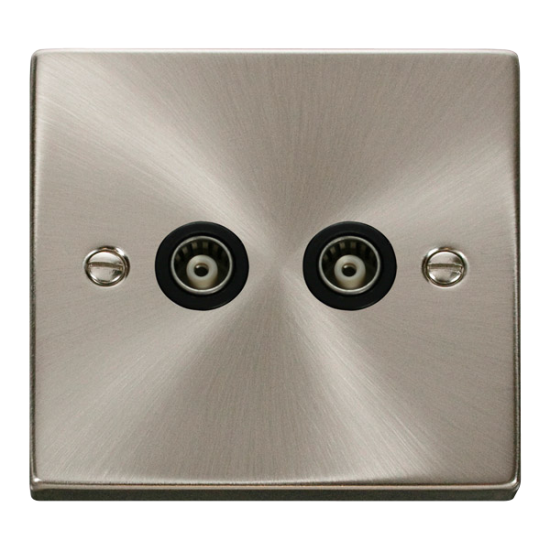 VPSC159BK Deco Twin Isolated Coaxial Socket Outlet