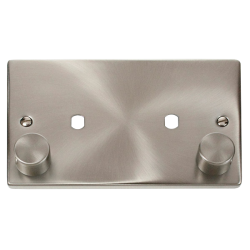 Twin dimmer frontplate double plate Satin Chrome