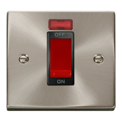 VPSC201BK Deco 1 Gang 45A DP Switch With Neon - Bl