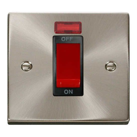 VPSC201BK Deco 1 Gang 45A DP Switch With Neon - Bl