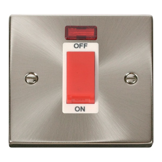 VPSC201WH Deco 1 Gang 45A DP Switch With Neon - Wh