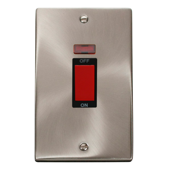 VPSC203BK Deco 2 Gang 45A DP Switch With Neon - Bl