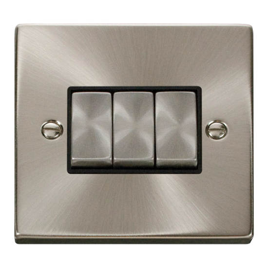 VPSC413BK Deco 3 Gang 2 Way 'Ingot' 10AX Switch -