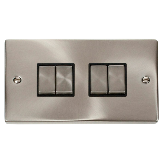 VPSC414BK Deco 4 Gang 2 Way 'Ingot' 10AX Switch -