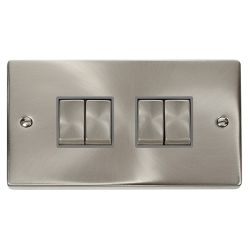 VPSC414GY Deco 10AX Ingot 4 Gang 2 Way Plate Switc