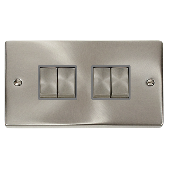 VPSC414GY Deco 10AX Ingot 4 Gang 2 Way Plate Switc
