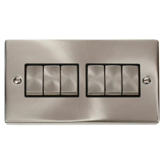 VPSC416BK Deco 6 Gang 2 Way 'Ingot' 10AX Switch -