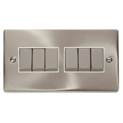VPSC416WH Deco 6 Gang 2 Way 'Ingot' 10AX Switch -