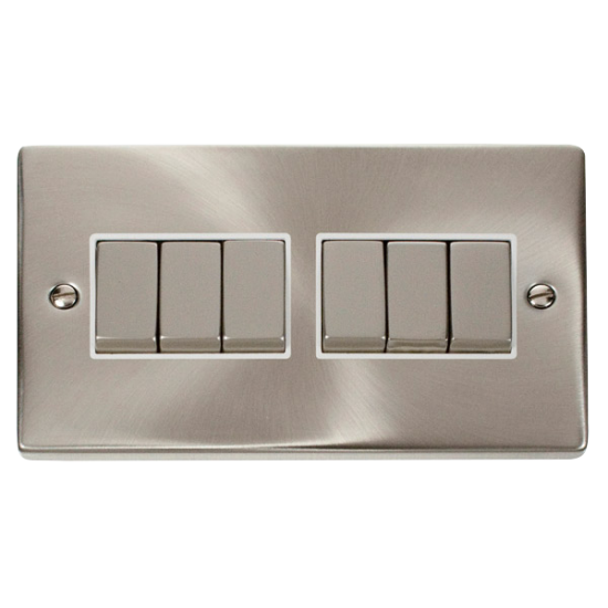 VPSC416WH Deco 6 Gang 2 Way 'Ingot' 10AX Switch -