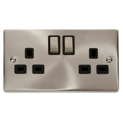 VPSC536BK Deco 2 Gang 13A DP 'Ingot' Switched Sock