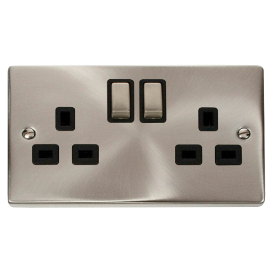 VPSC536BK Deco 2 Gang 13A DP 'Ingot' Switched Sock