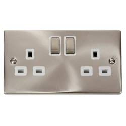 VPSC536WH Deco 2 Gang 13A DP 'Ingot' Switched Sock