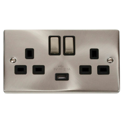 VPSC570BK Deco 13A 2G Ingot Switched Socket With 2