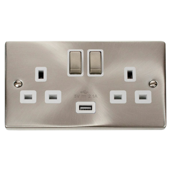 VPSC570WH Deco 13A 2G Ingot Switched Socket With 2