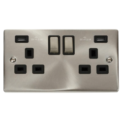 VPSC580BK Deco 13A Ingot 2 Gang Switched Sockets W