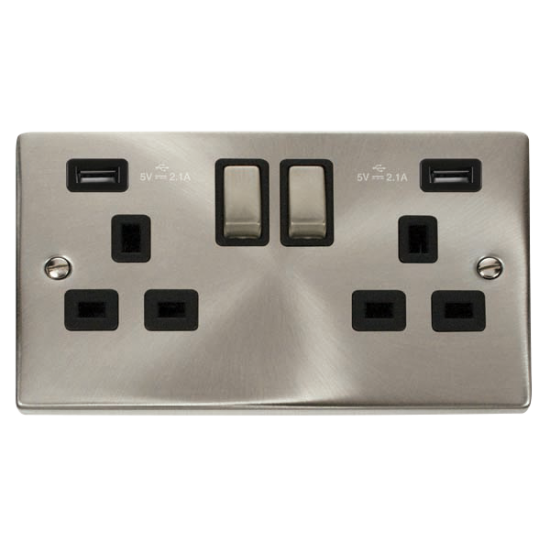 VPSC580BK Deco 13A Ingot 2 Gang Switched Sockets W