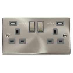 VPSC580GY Deco 13A Ingot 2 Gang Switched Socket Ou