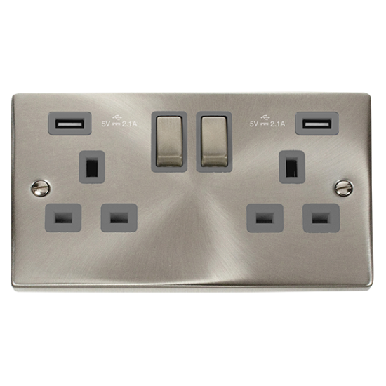 VPSC580GY Deco 13A Ingot 2 Gang Switched Socket Ou