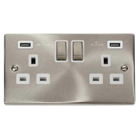 VPSC580WH Deco 13A Ingot 2 Gang Switched Sockets W