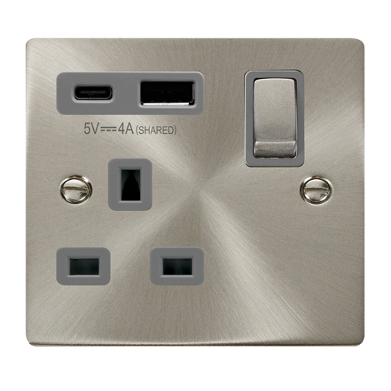 VPSC585GY Deco DECO 'INGOT' 13A 1  GANG  SWITCHED
