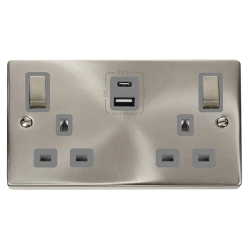 VPSC586GY Deco 13A Ingot 2 Gang Switched Safety Sh
