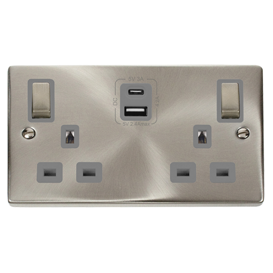 VPSC586GY Deco 13A Ingot 2 Gang Switched Safety Sh