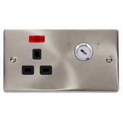 VPSC655BK Deco 13A 1G DP LOCKABLE SKT W NEON DECO