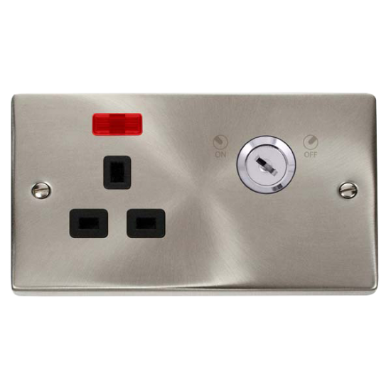 VPSC655BK Deco 13A 1G DP LOCKABLE SKT W NEON DECO
