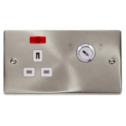 VPSC655WH Deco 13A 1G DP LOCKABLE SKT W NEON DECO