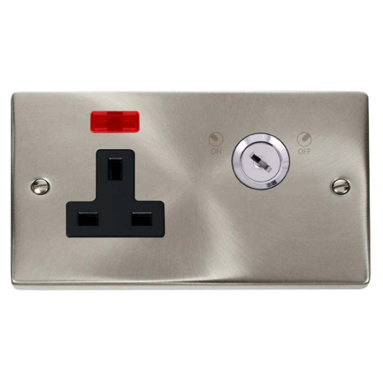 VPSC675BK Deco 13A 1 Gang DP Key Lockable Socket W