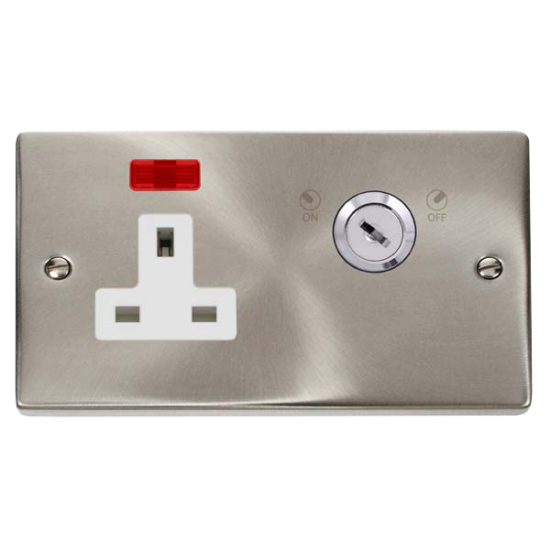 VPSC675WH Deco 13A 1 Gang DP Key Lockable Socket W