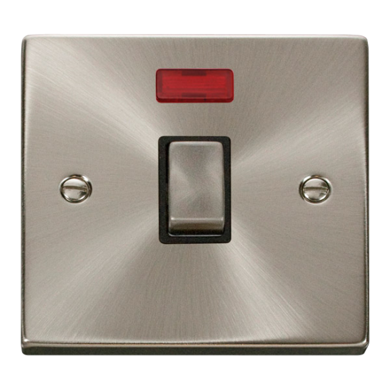 VPSC723BK Deco 20A 1 Gang DP 'Ingot' Switch + Neon