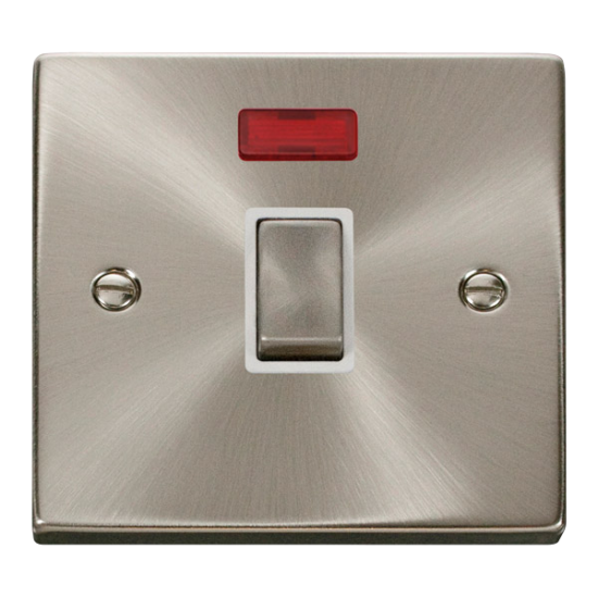 VPSC723WH Deco 20A 1 Gang DP 'Ingot' Switch + Neon