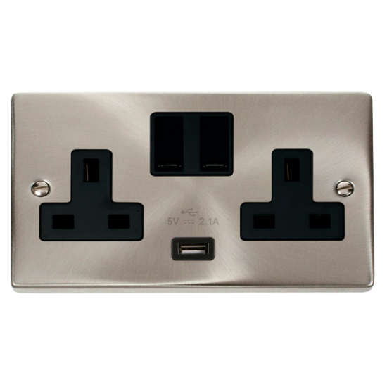 VPSC770BK Deco 13A 2G Switched Socket With 2.1A US