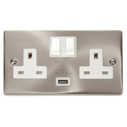 VPSC770WH Deco 13A 2G Switched Socket With 2.1A US