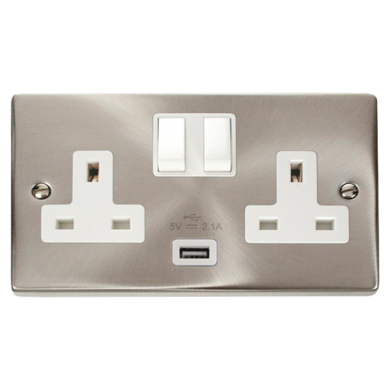 VPSC770WH Deco 13A 2G Switched Socket With 2.1A US