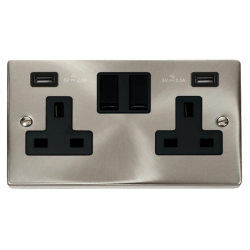 VPSC780BK Deco 13A 2 Gang Switched Socket With Twi