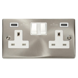 VPSC780WH Deco 13A 2 Gang Switched Socket With Twi