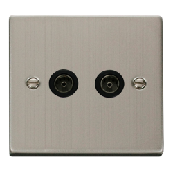 VPSS066BK Deco Twin Coaxial Socket Outlet - Black