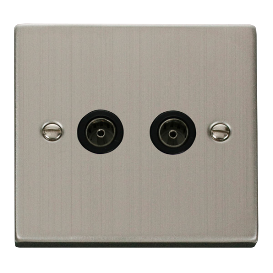 VPSS066BK Deco Twin Coaxial Socket Outlet - Black