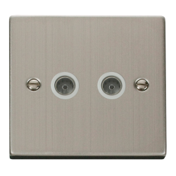 VPSS066WH Deco Twin Coaxial Socket Outlet - White