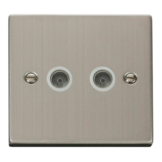 VPSS066WH Deco Twin Coaxial Socket Outlet - White