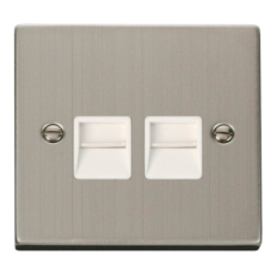 VPSS121WH Deco Twin Telephone Socket Outlet Master