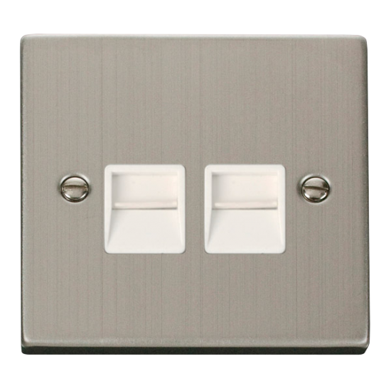 VPSS121WH Deco Twin Telephone Socket Outlet Master