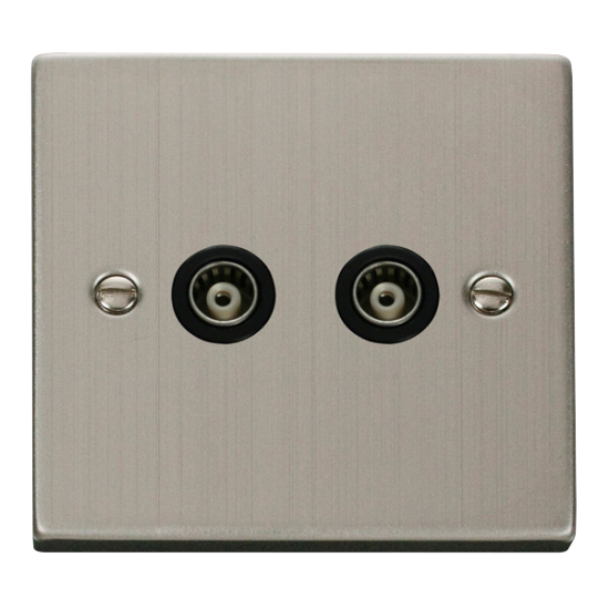 VPSS159BK Deco Twin Isolated Coaxial Socket Outlet