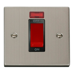 VPSS201BK Deco 1 Gang 45A DP Switch With Neon - Bl