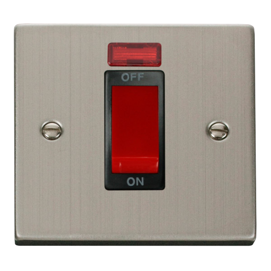 VPSS201BK Deco 1 Gang 45A DP Switch With Neon - Bl