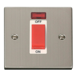 VPSS201WH Deco 1 Gang 45A DP Switch With Neon - Wh